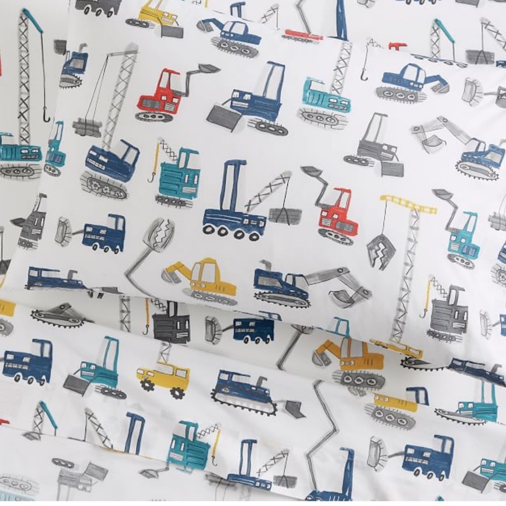 Pottery Barn Kids Jax Construction Toddler 3 Piece Sheet Set